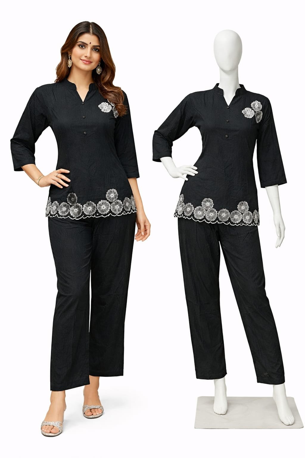Black floral co-ord from Veera Collections