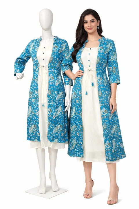 Indo-western — Floral long-layer outfit